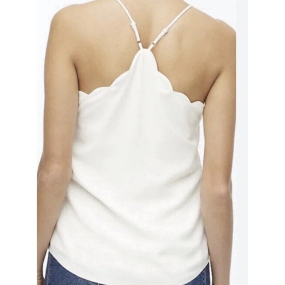 J Crew Womens Cami 4 Ivory Scalloped V Neck Lined Racerback Lightweight Airy - Picture 3 of 6